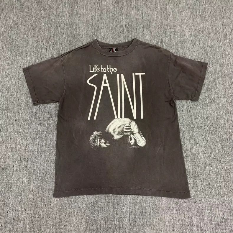 Saint Michael Saint Michael Washed black Jesus printed short sleeves Size US M / EU 48-50 / 2 - 1 Thumbnail