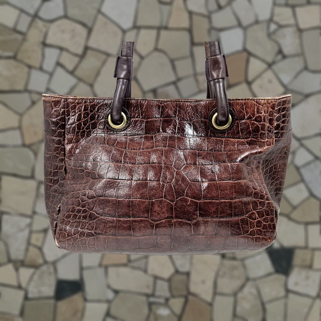 Furla Furla Crocodile Leather Tote Satchel Handbag Purse Double Handle Leather Exterior Women Size ONE SIZE - 1 Thumbnail