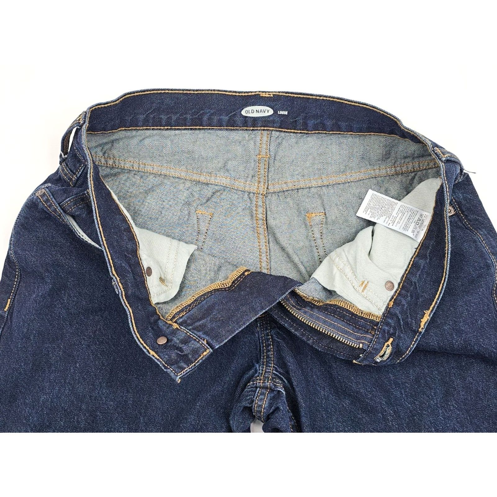 Old Navy Old Navy Dark Wash Loose Fit Straight Leg Jeans 31x34 Men Regular 5-Pocket Denim Cotton Blue EUC 90s Theme Size US 31 - 6 Thumbnail