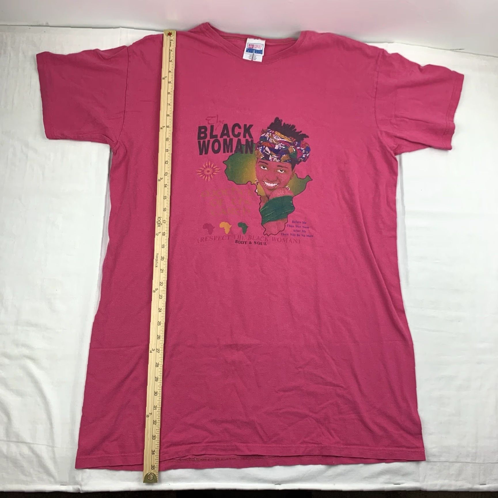 Hanes VINTAGE Hanes The Black Woman Mother Of The Earth Shirt Womens One Size Pink 90s Y2K Shirt Size ONE SIZE - 4 Thumbnail