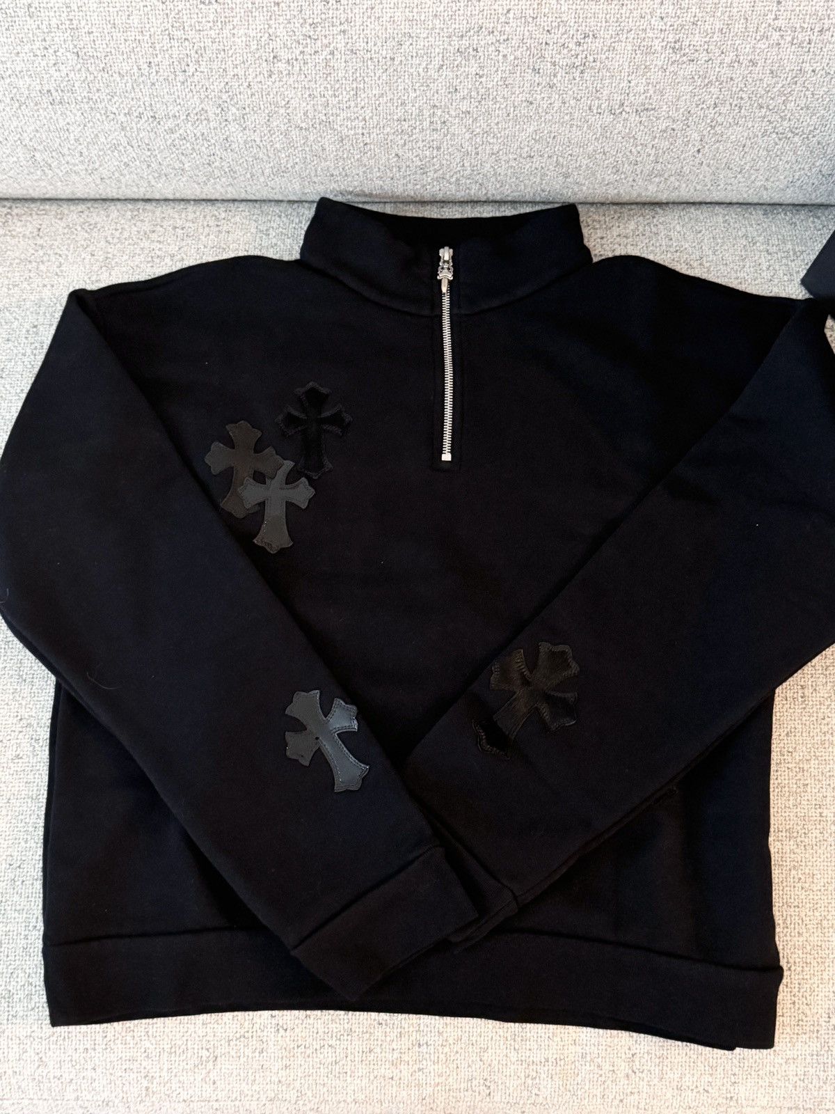 Chrome Hearts Black Patent Leather Cross Half Zip Sweatshirt Size US S / EU 44-46 / 1 - 3 Thumbnail