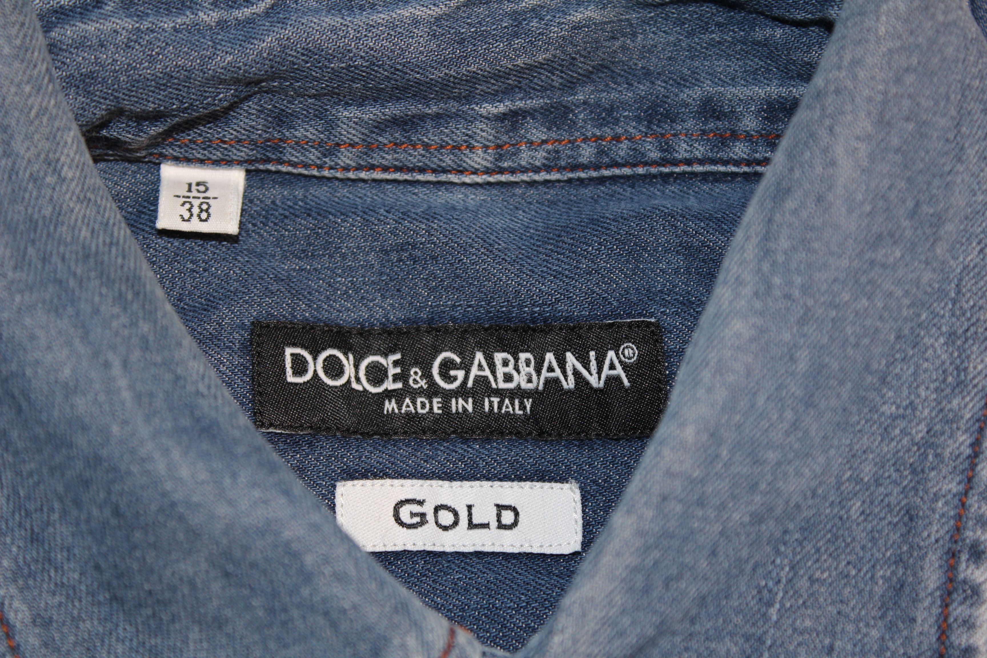 Other Men's Dolce&Gabbana Gold Denim Blue Shirt Top Size US S / EU 44-46 / 1 - 5 Thumbnail