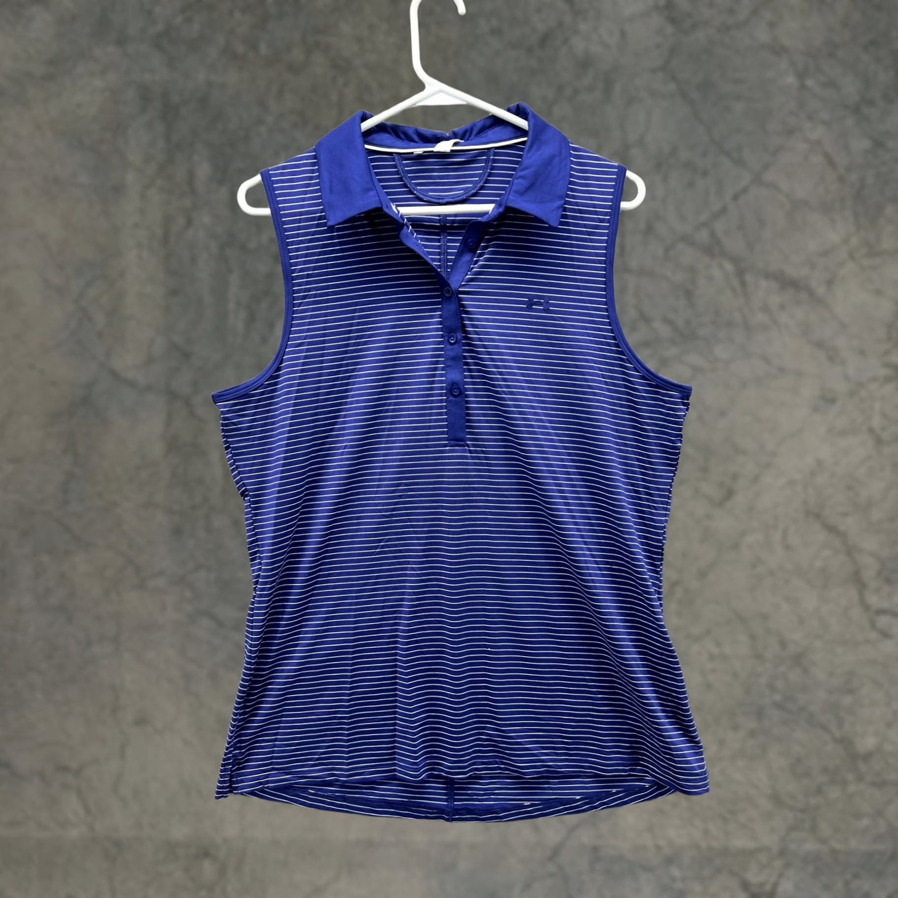 Under Armour Under Armour Polo Shirt Womens XL Blue Stripe HeatGear Sleeveless Golf Top Size XL / US 12-14 / IT 48-50 - 1 Thumbnail