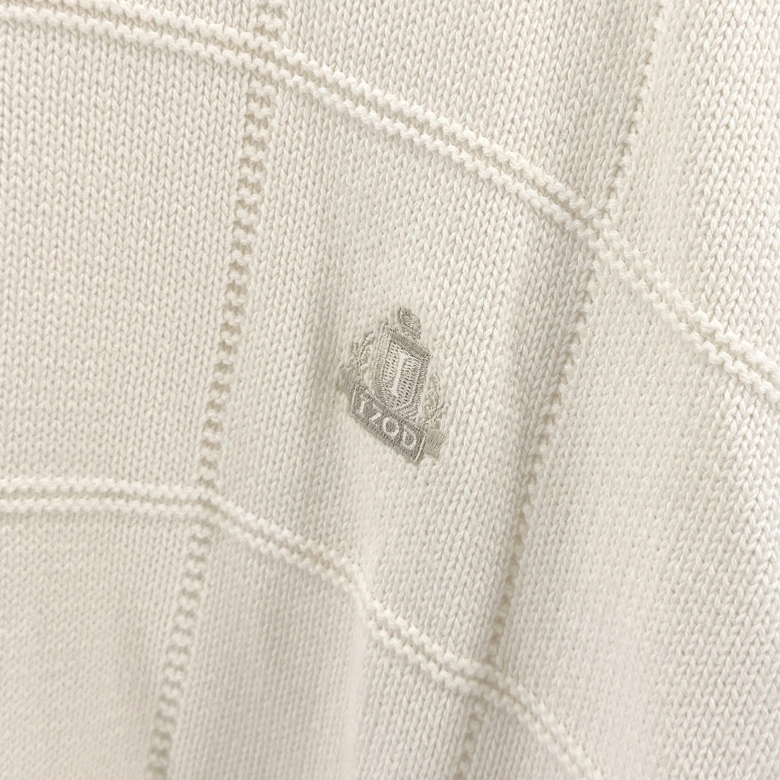 Izod Vintage 90s White 100% Cotton Grid Knit Crewneck Sweater Size US XXL / EU 58 / 5 - 2 Thumbnail