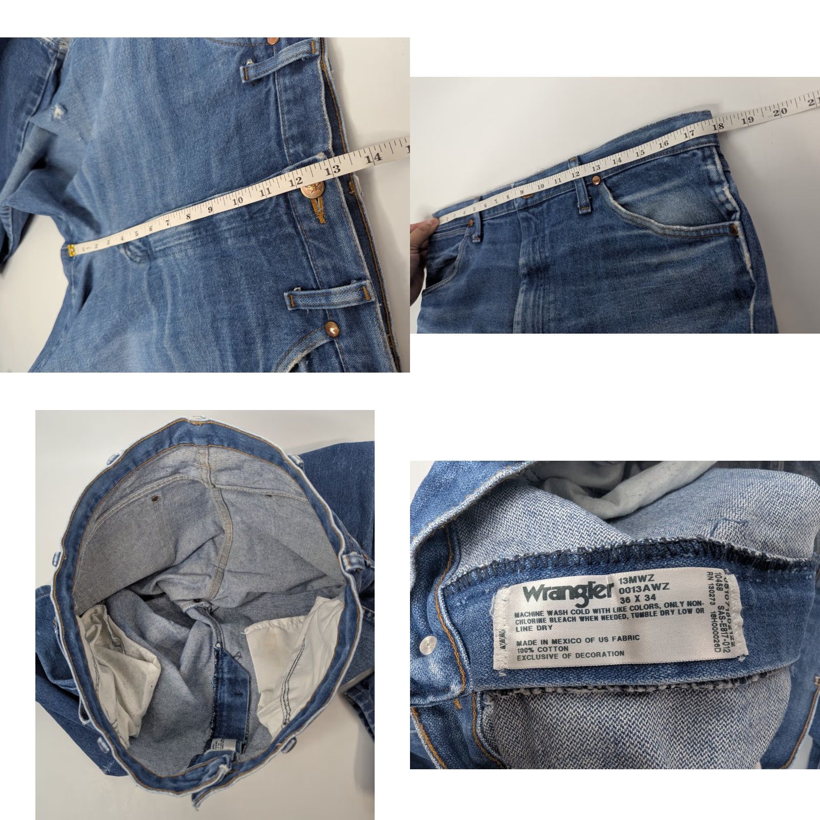 Wrangler VINTAGE Wrangler Jeans Men's 36x34 Cowboy Cut Bootcut Western Workwear Distressed 13MWZ jeans Size US 36 / EU 52 - 9 Thumbnail