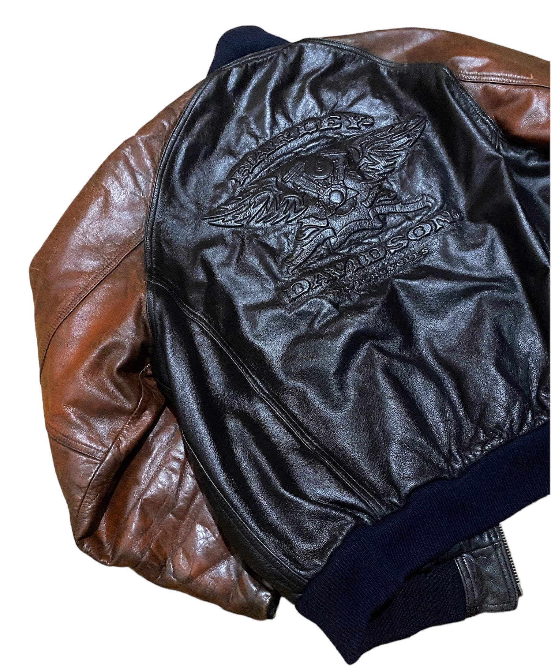 Harley Davidson Vtg 80s Harley Davidson Motorcycle Leather Bomber Jacket Size US XL / EU 56 / 4 - 7 Thumbnail