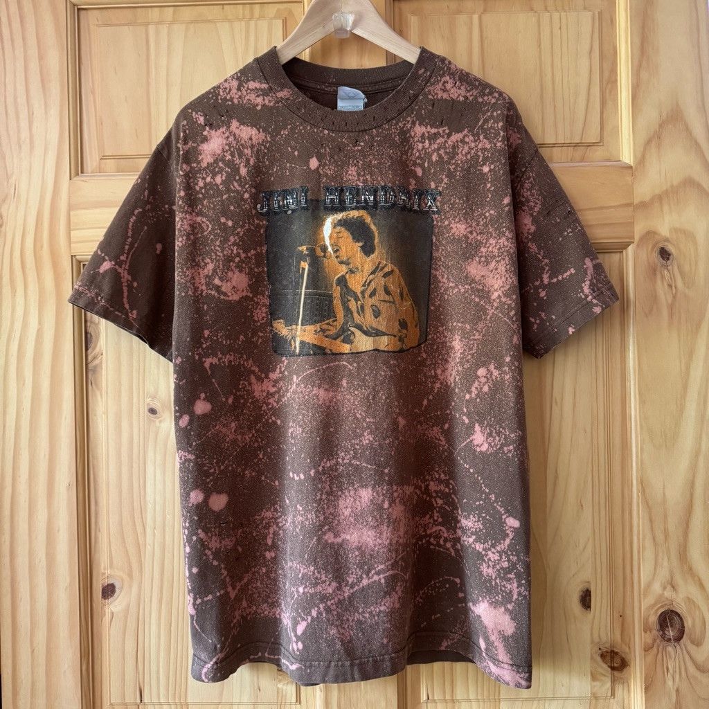 Vintage Vintage Jimi Hendrix distressed custom bleached graphic Tee Size US L / EU 52-54 / 3 - 2 Thumbnail