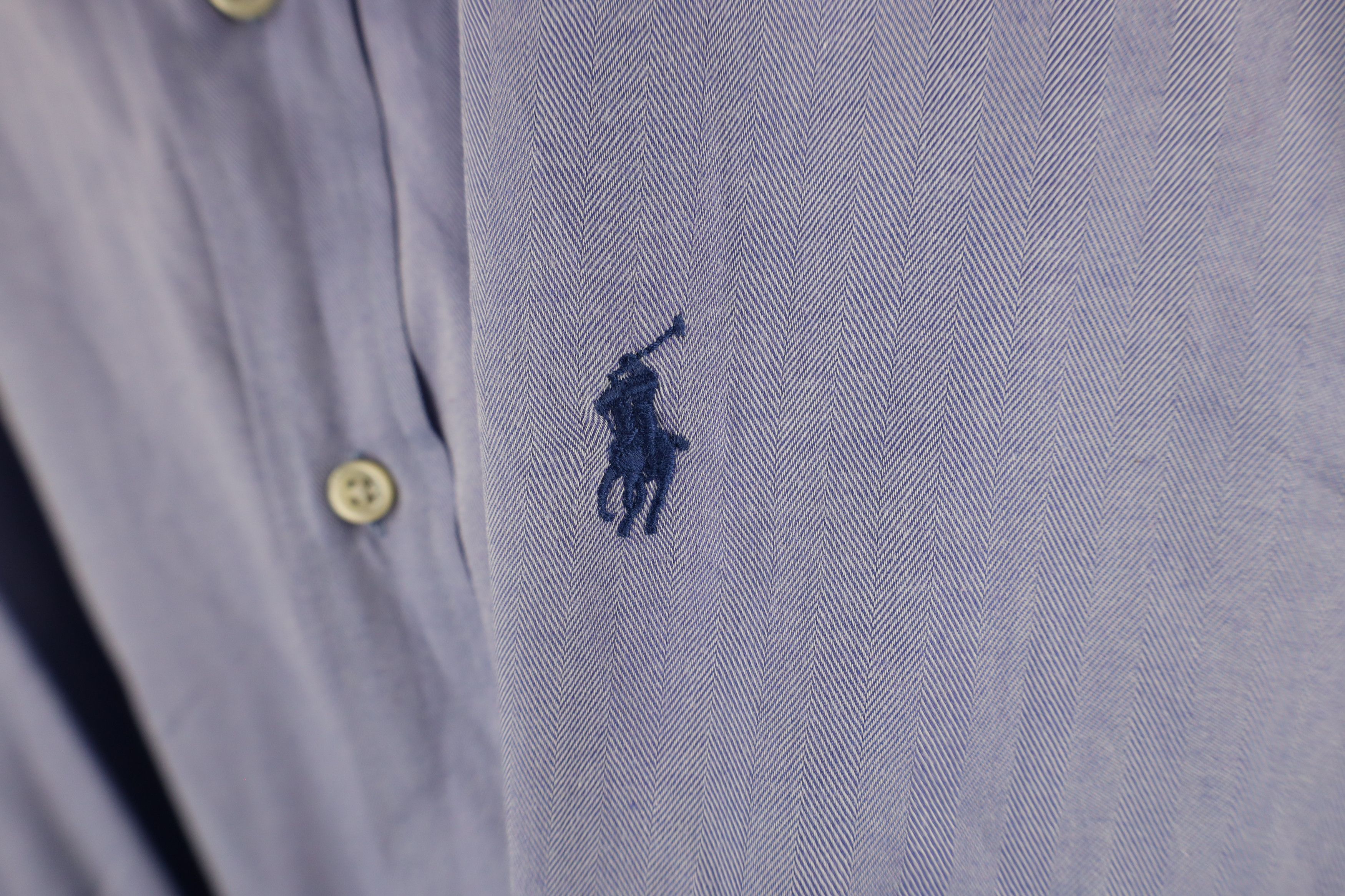 Ralph Lauren × Vintage Vintage 90s Ralph Lauren Collared Button Down Shirt Blue Size 44 - 4 Thumbnail