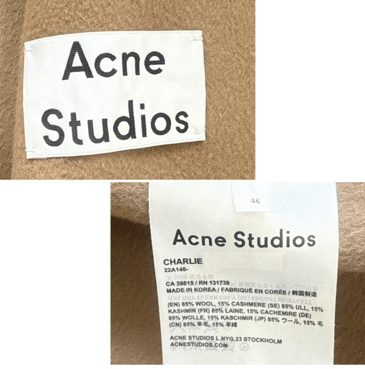 Acne Studios CHARLIE LIGHTER WEIGHT WOOL/CASHMERE COAT Size US S / EU 44-46 / 1 - 6 Thumbnail