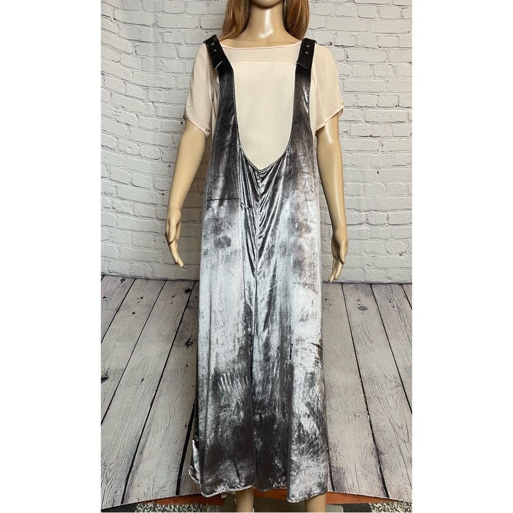 Anthropologie NWT New $148 Maeve Monique Velvet Silver Jumpsuit Size L Size 36" / US 14 / IT 50 - 9 Thumbnail