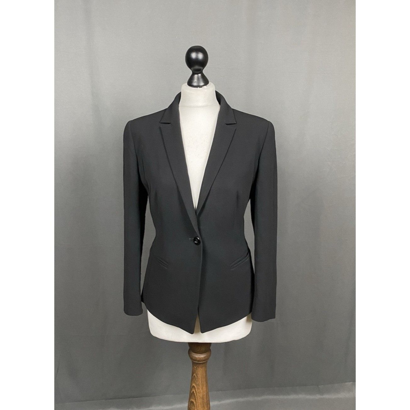 Max Mara MINT! Max Mara Studio Black 1-Button Notched Lapel Wool Blaz Size L / US 10 / IT 46 - 1 Thumbnail