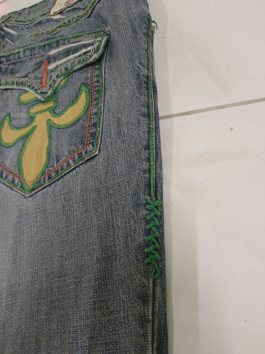 Designer × Vintage Rare Distressed Laguna Beach Skulls Jeans Flare Baggy Size US 30 / EU 46 - 5 Thumbnail