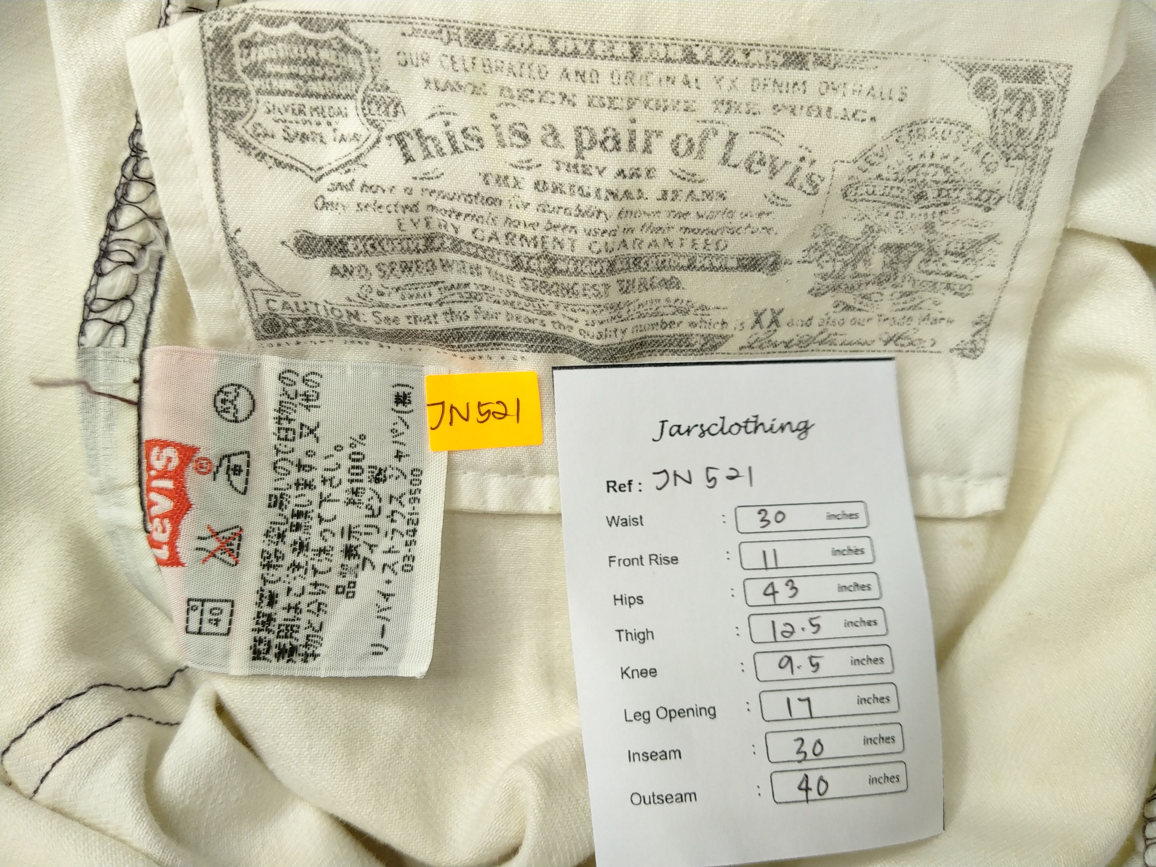 Levi's White Cream Vintage Levi's 501 Denim 30 x 30 -JN521 Size US 30 / EU 46 - 8 Thumbnail
