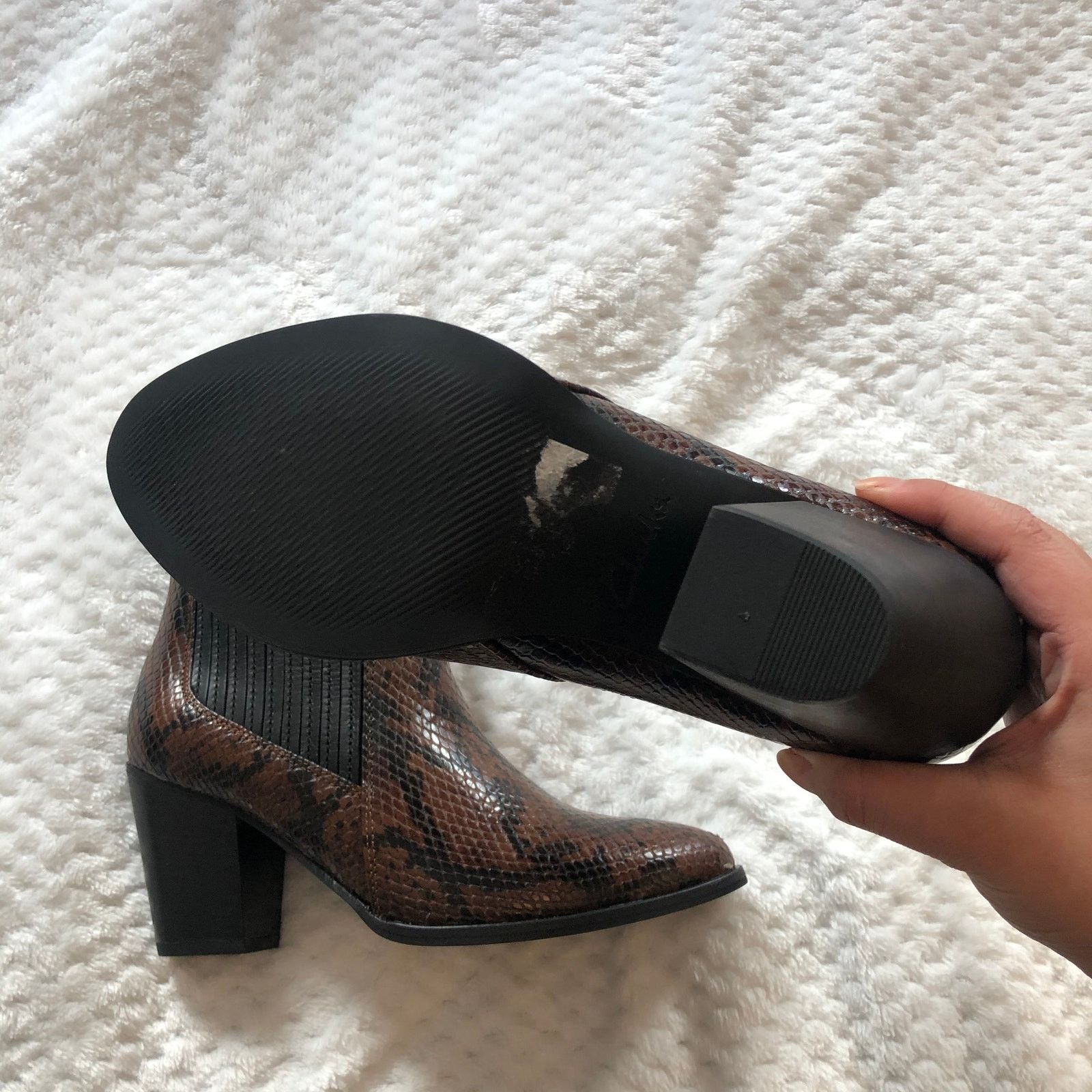 Clarks Clarks West Lo Dark Tan Snake Leather Heeled Booties Size US 8 / IT 38 - 6 Thumbnail