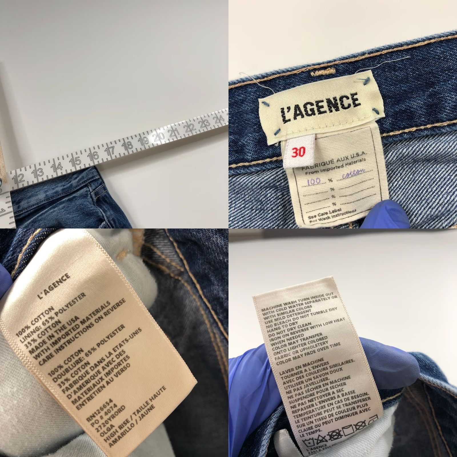 L'AGENCE L'Agence Olga 30 Jeans High Rise Distressed Cuffed 32W 27L Denim Pocket Regular Womens Jeans Size 30" / US 8 / IT 44 - 8 Thumbnail