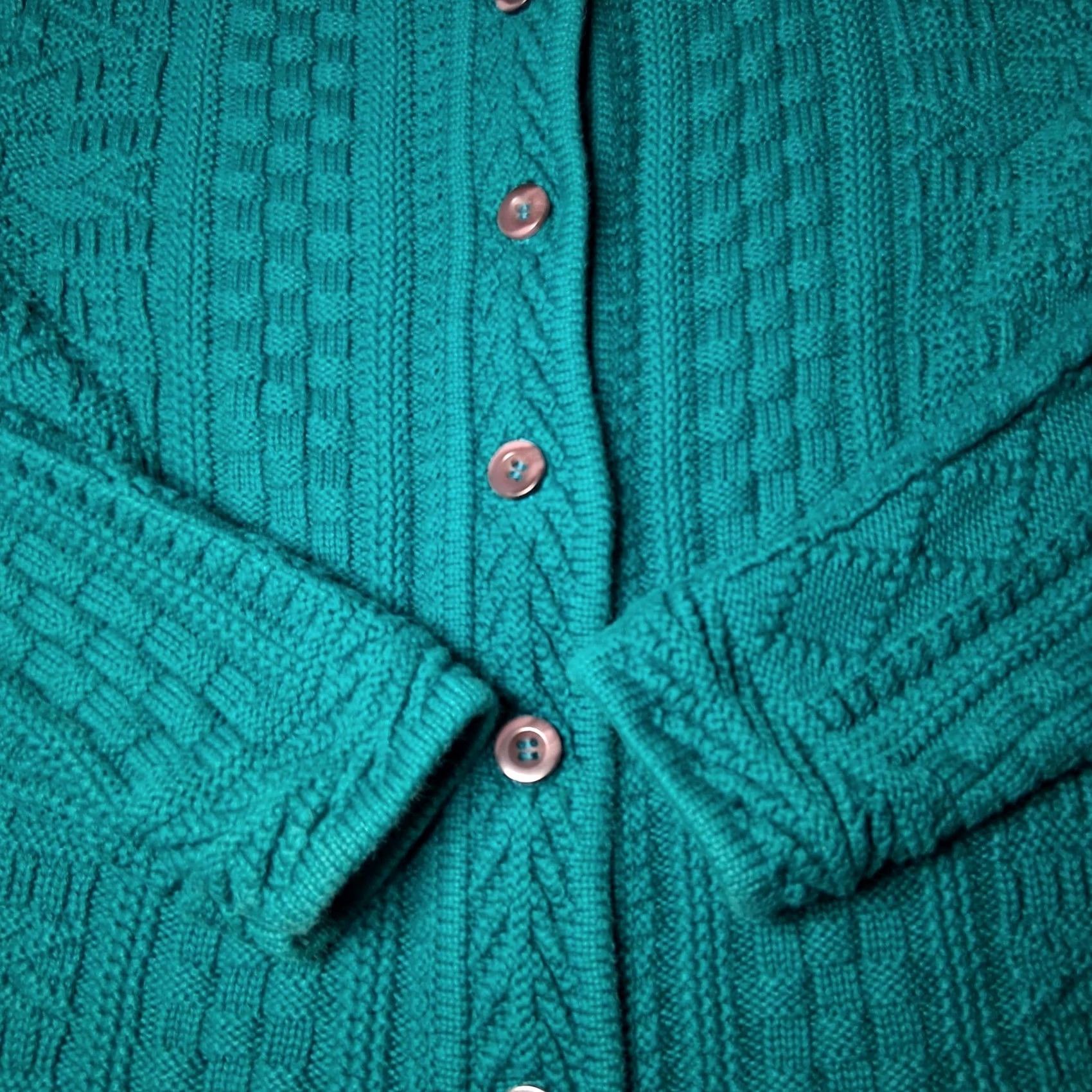 Vintage VINTAGE? LL Bean Cardigan Sweater Medium Button Mixed Knit Turquoise Blue M Womens Regular Cotton Knit Playground? Size M / US 6-8 / IT 42-44 - 7 Thumbnail
