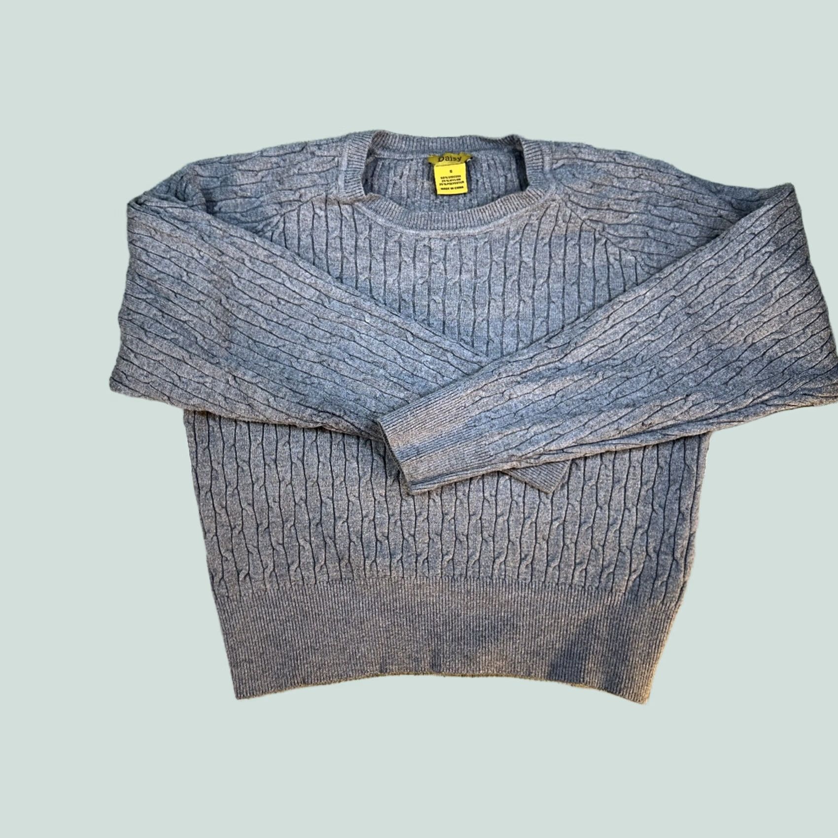 Vintage VINTAGE Daisy Crew Neck Pullover Sweater Gray Women’s Small Knit Cable-Sweater Daisy Ribbed Cuff & Waist Modern Vintage Women’s Small Size S / US 4 / IT 40 - 1 Thumbnail
