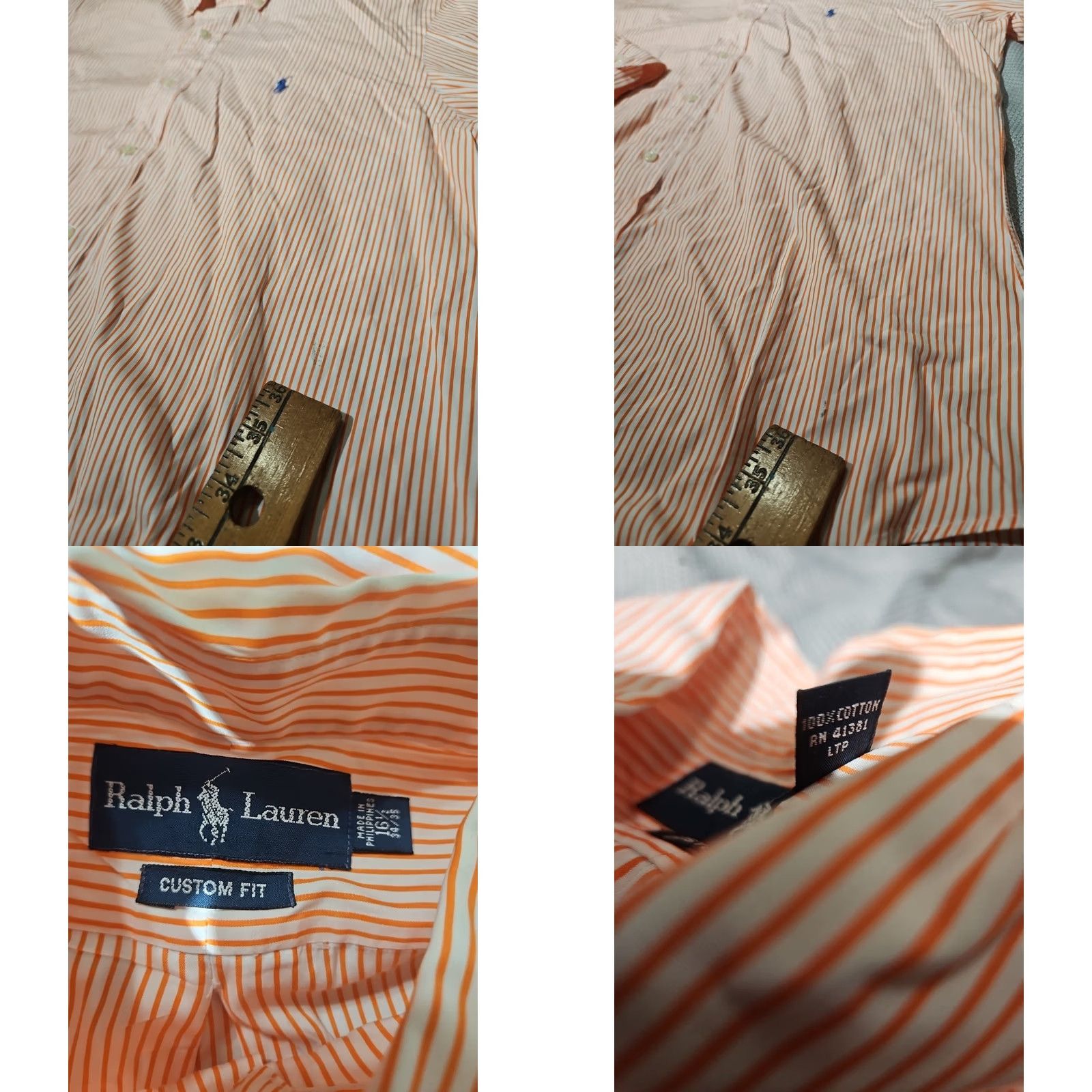 Ralph Lauren Ralph Lauren Shirt Mens 16.5 Orange Custom Fit Stripe Oxford Preppy Pony Size US XL / EU 56 / 4 - 8 Thumbnail