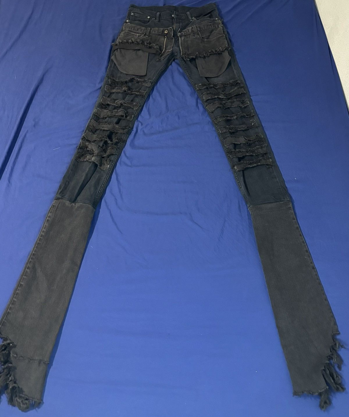 Other Doubled Upper Distressed Stacked Jeans Size US 32 / EU 48 - 2 Thumbnail
