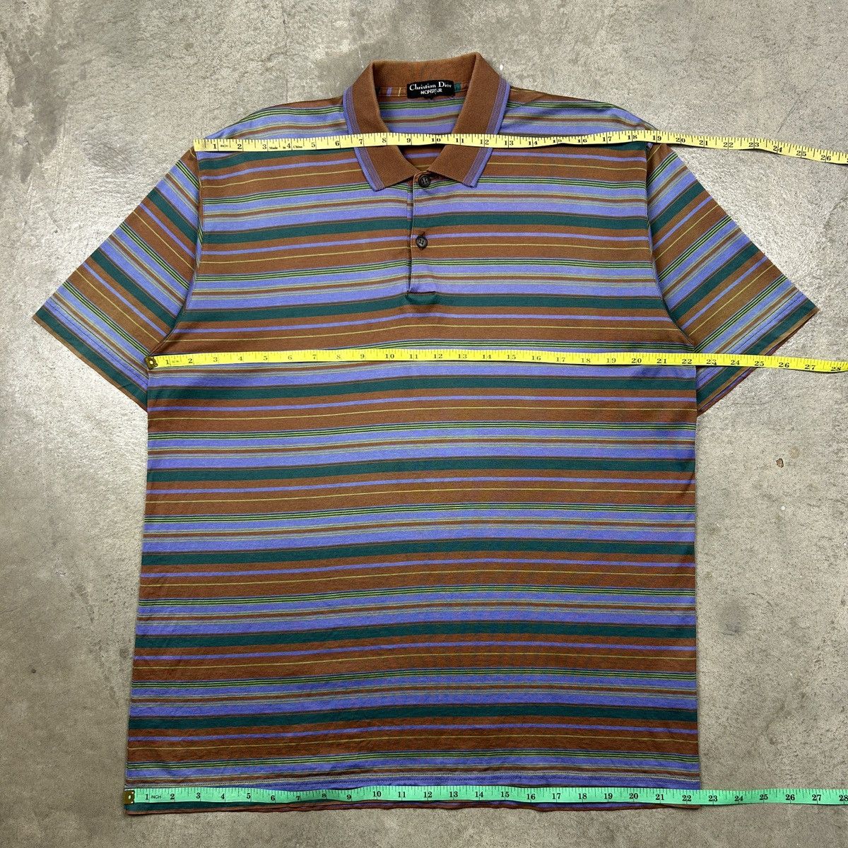 Christian Dior Monsieur × Vintage 1990s Christian Dior Monsieur - Striped Polo Size US L / EU 52-54 / 3 - 12 Thumbnail