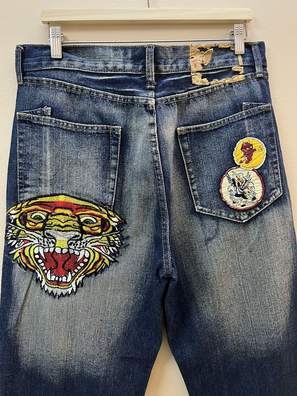 Christian Audigier × Ed Hardy × Von Dutch Vintage Y2k Ed Hardy Embroided and patches Jeans Size US 34 / EU 50 - 3 Thumbnail