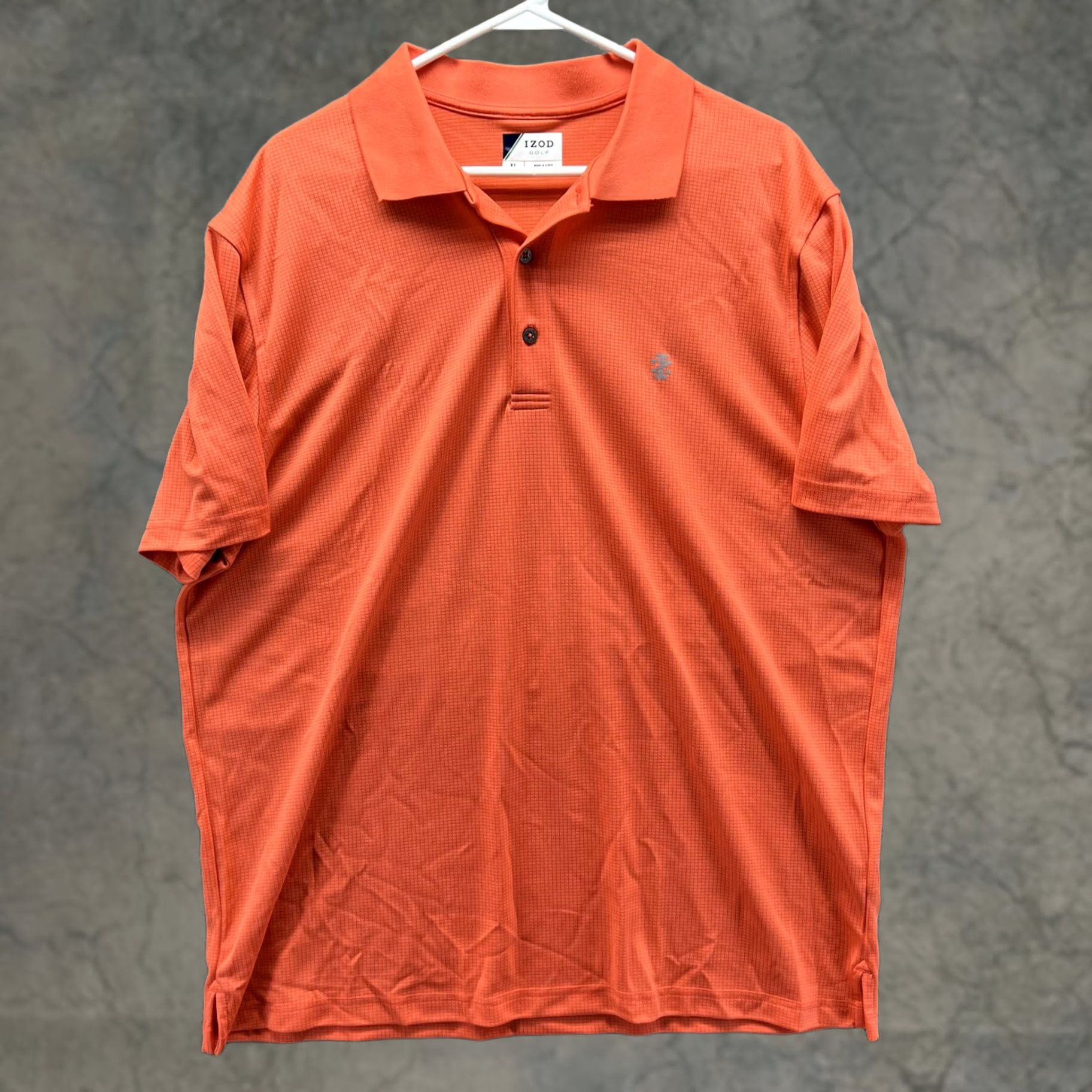 Izod IZOD Golf Polo Shirt Mens XL Orange Check Lightweight Performance Casual Stretch Polo Shirt Size US XL / EU 56 / 4 - 1 Thumbnail
