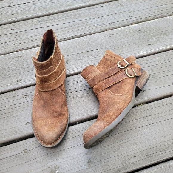 Born Born Moringa Whiskey Brown Suede Leather Double Buckle Strap Size US 7.5 / IT 37.5 - 2 Thumbnail