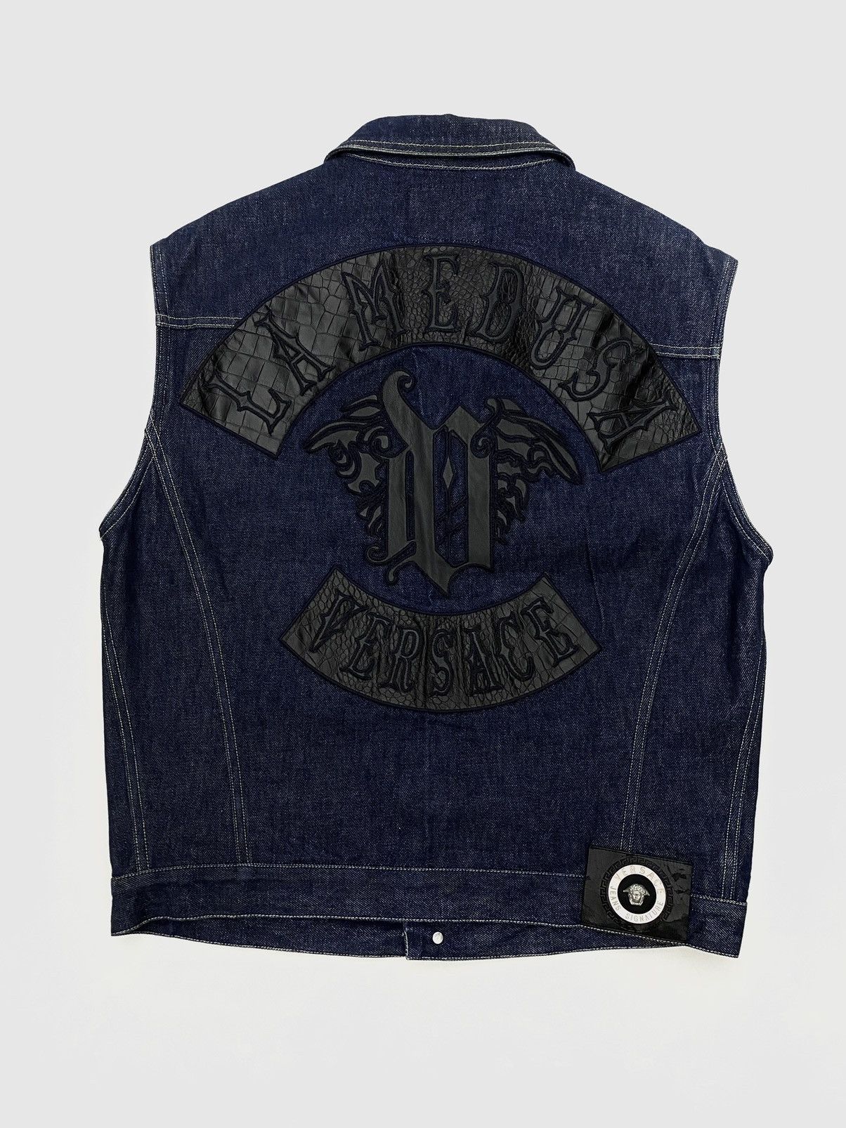 Versace big logo La Medusa vintage 90's denim jacket vest