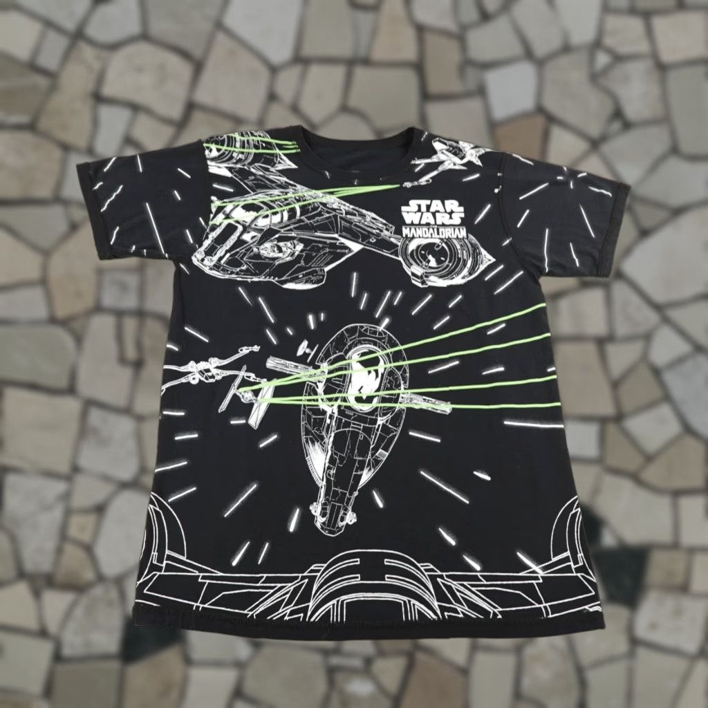Star Wars VINTAGE Star Wars Shirt Mens Medium All Over Print AOP Reversible Mandalorian Grogu N-1 Size US M / EU 48-50 / 2 - 1 Thumbnail