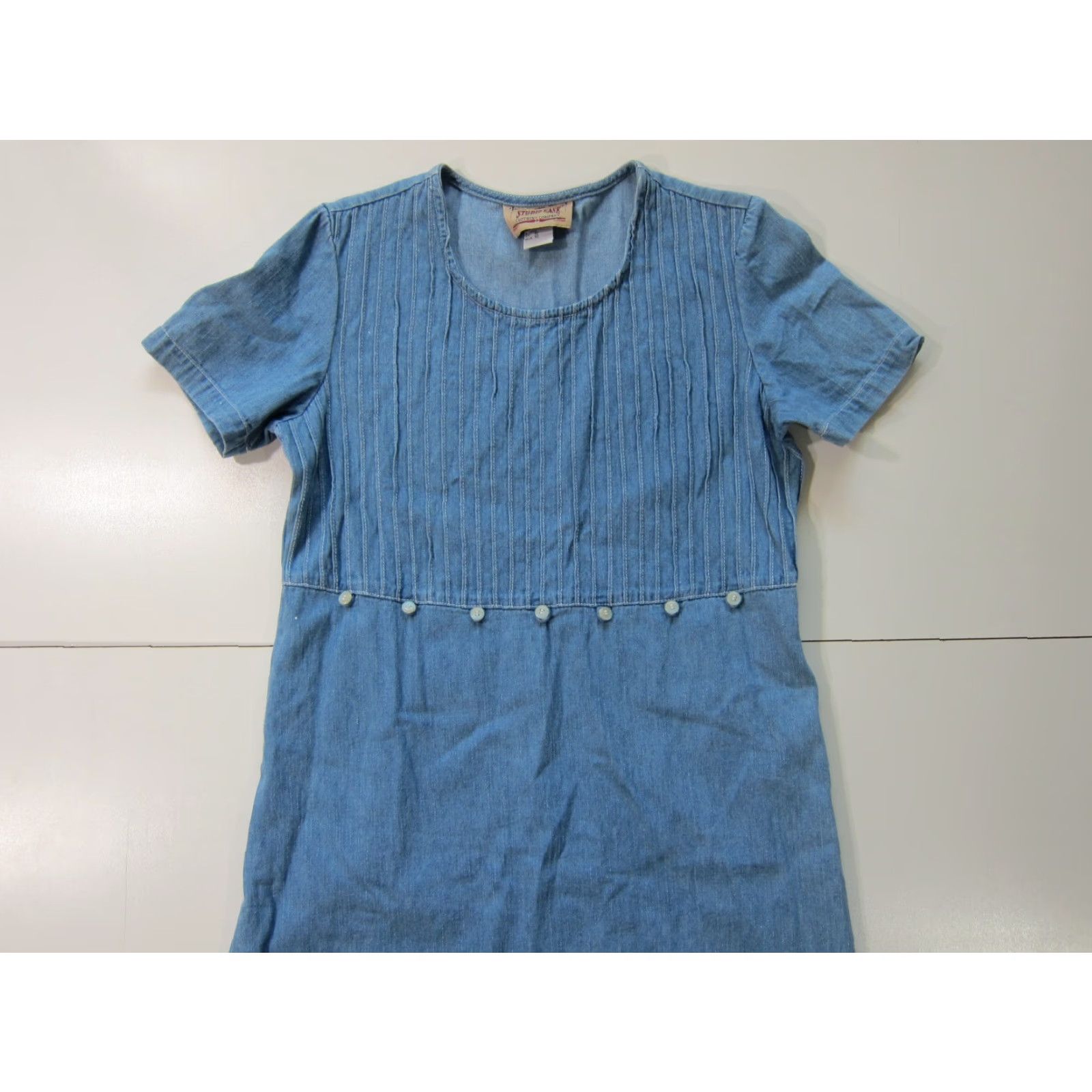 Vintage VINTAGE Studio Ease Denim Jean Light Wash Blue 100% Cotton Pleated Long Dress 10 Women Size 32" / US 10 / IT 46 - 7 Thumbnail