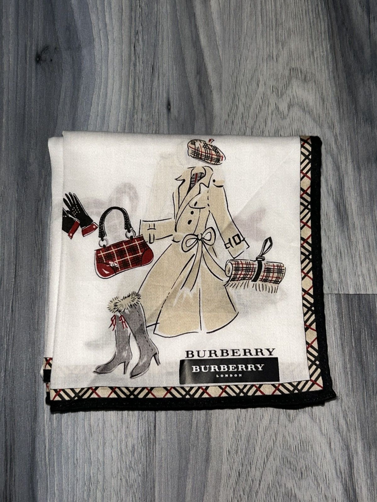 Burberry Vintage Burberry Nova Check Border Cotton Handkerchief Scarf Size ONE SIZE - 2 Thumbnail