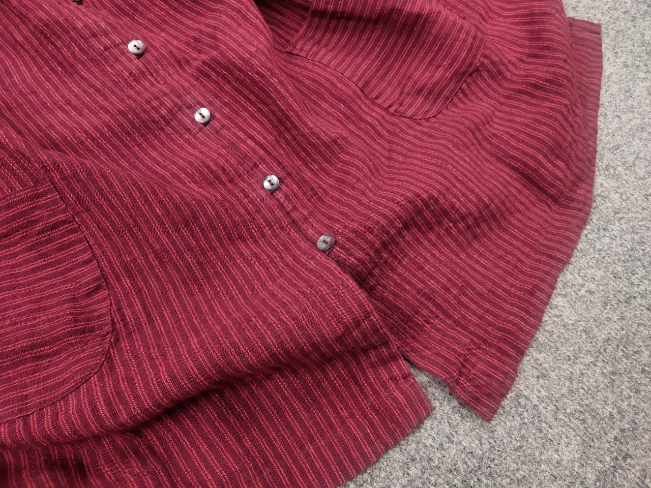 Gudrun Sjoden Gudrun Sjöden Linen Red Striped Button Long Sleeve Tunic Top Size M / US 6-8 / IT 42-44 - 5 Thumbnail