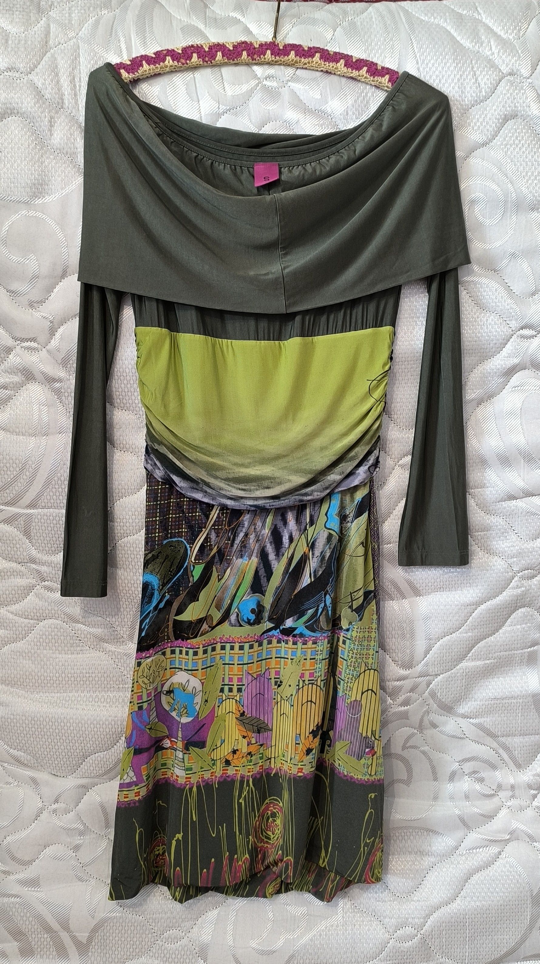 Other Save The Queen Off Shoulder Multicolor Short Dress Size S Size S / US 4 / IT 40 - 4 Thumbnail