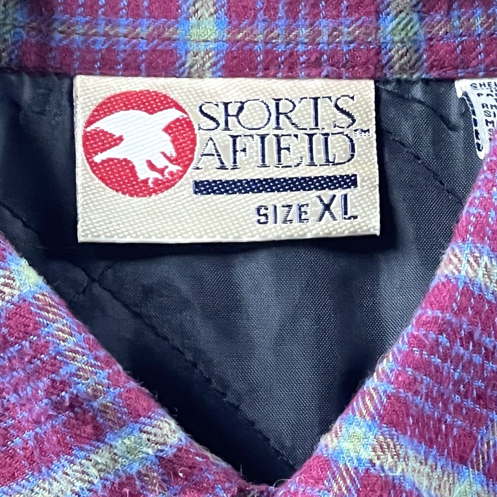 Vintage Sports Afield Jacket XL Red Plaid Quilted Lined Shacket Mens Size US XL / EU 56 / 4 - 2 Thumbnail