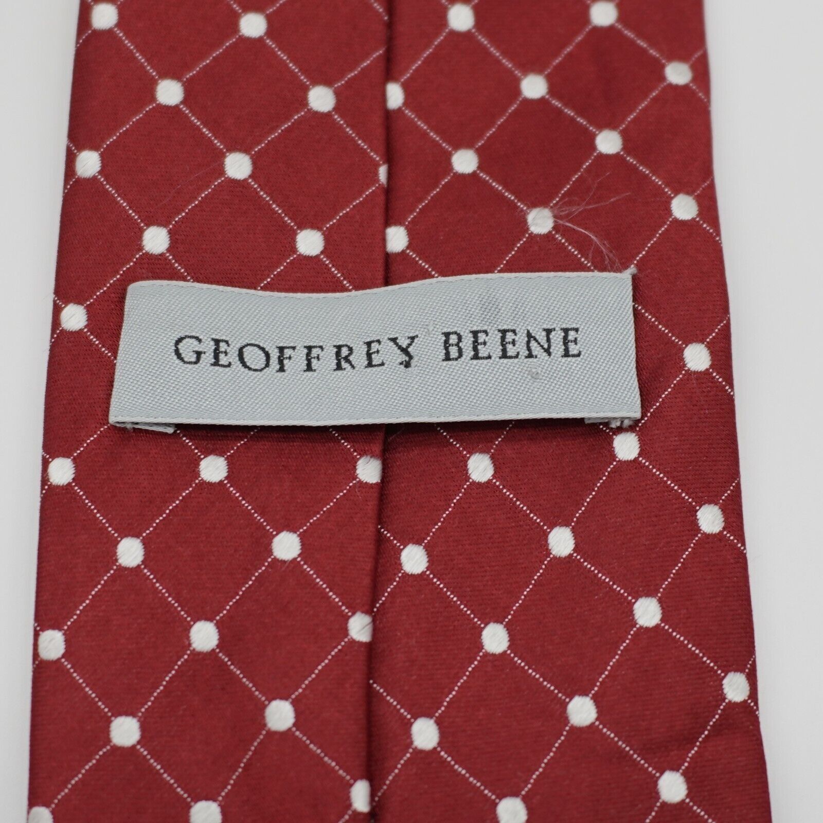 Vintage Geoffrey Beene Red Woven Polka Dot Check Silk Tie Size ONE SIZE - 3 Thumbnail