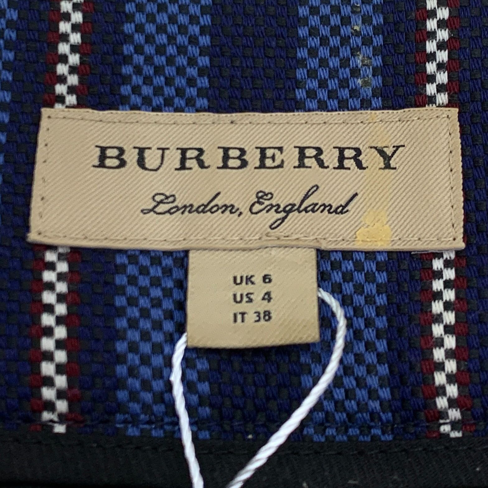 Burberry Womens Striped Pants Blue White Polyester Wool Bl