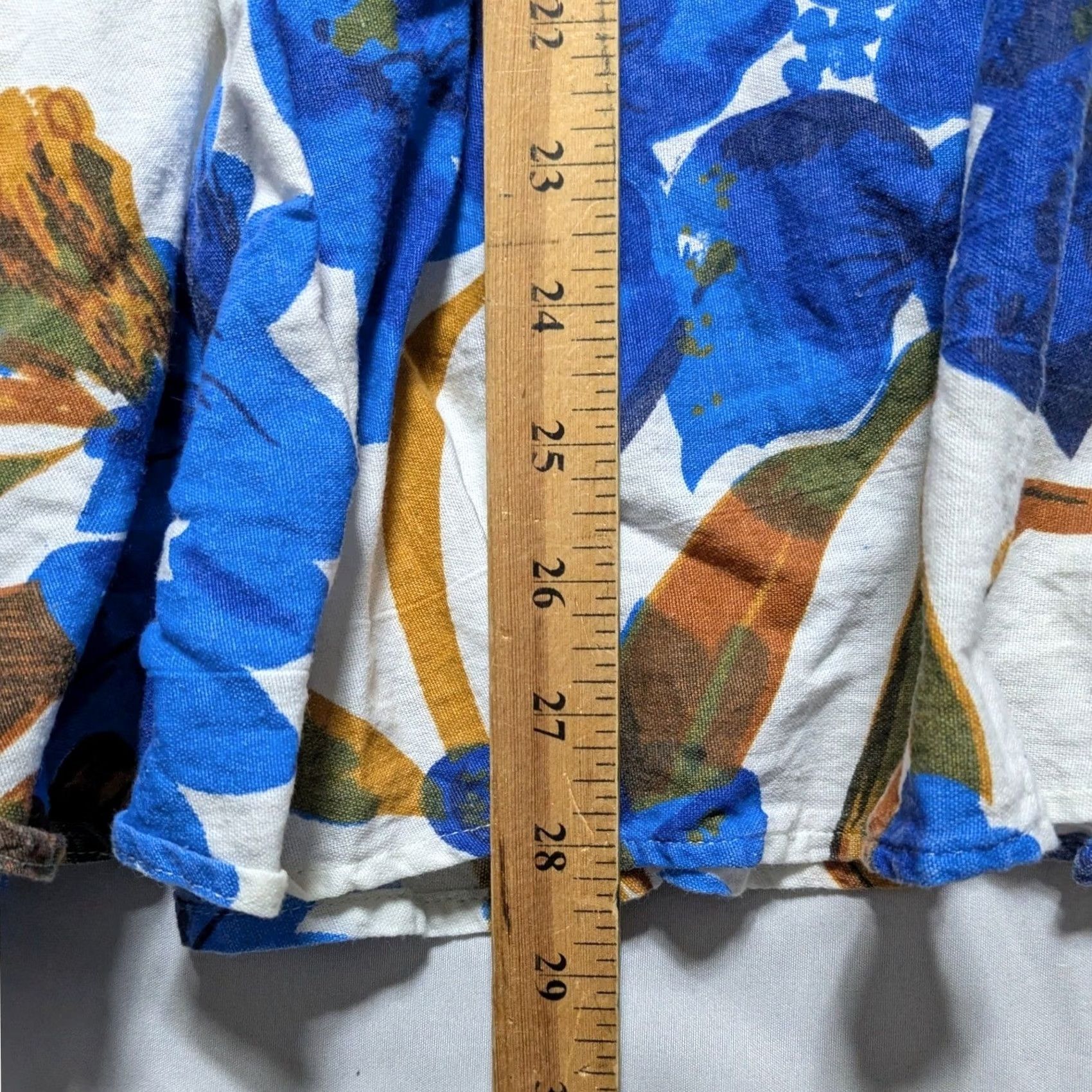 Vintage Flint & Moss Skirt Blue Floral Cotton Linen Midi Elastic Waist Women L Size 36" / US 14 / IT 50 - 5 Thumbnail