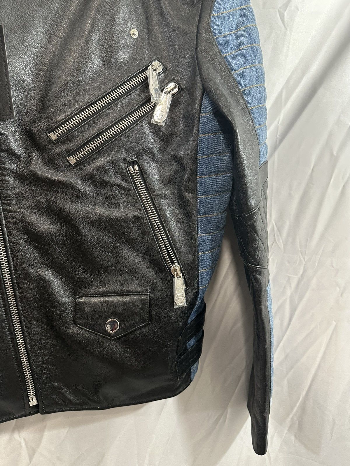 Philipp Plein Philipp Plein Leather x Denim Jacket Size US L / EU 52-54 / 3 - 6 Thumbnail