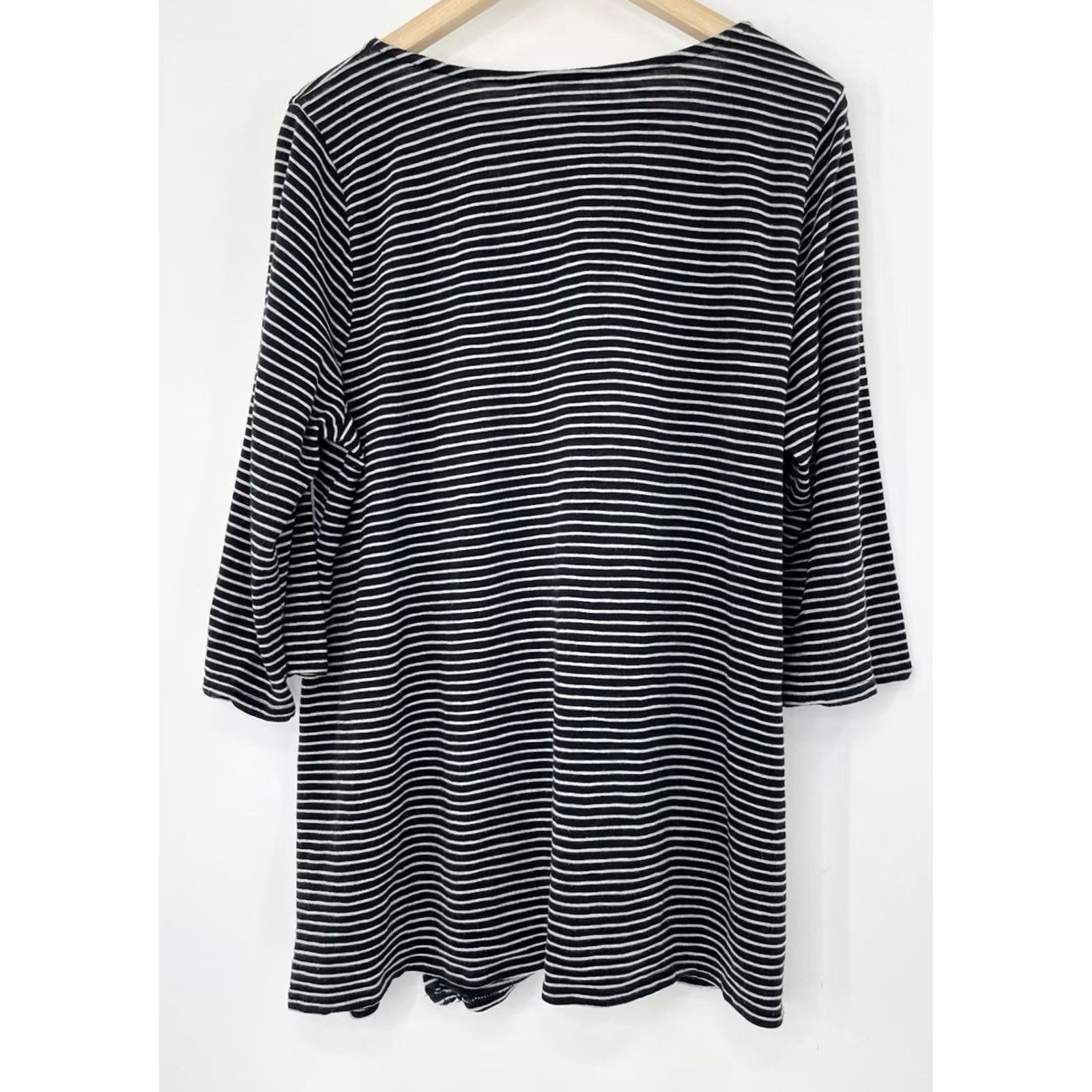 J. Jill J.Jill Pure Jill Striped Asymmetrical Button Tunic Top Black White Petite XL Size XL / US 12-14 / IT 48-50 - 2 Thumbnail