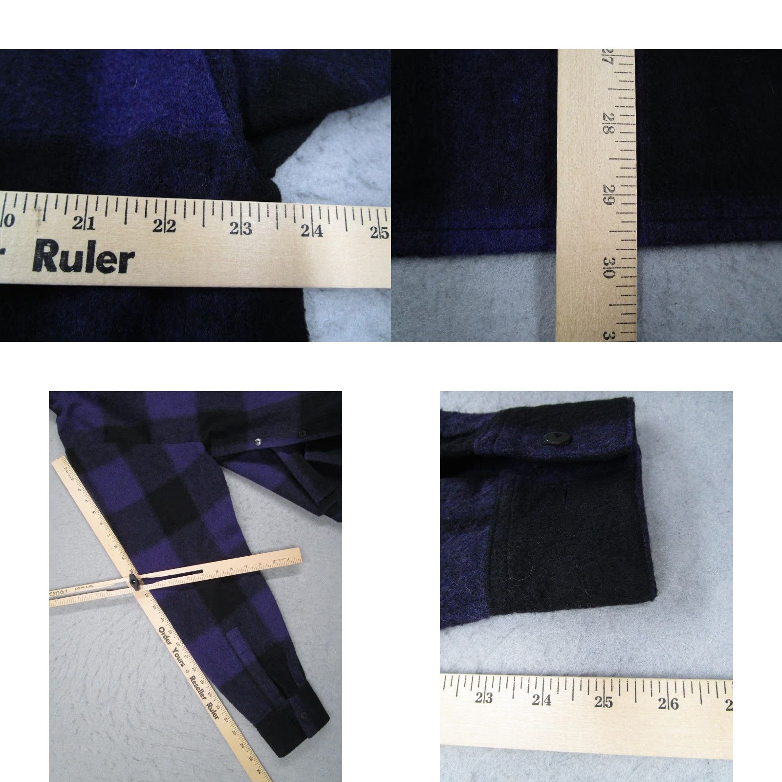 Vintage Corelate Shacket Mens Small Purple Black Plaid Wool Blend Shacket Made Italy Shirt Jacket Casual Fall Winter Buttons Pockets Wool-Blend Size US S / EU 44-46 / 1 - 8 Thumbnail