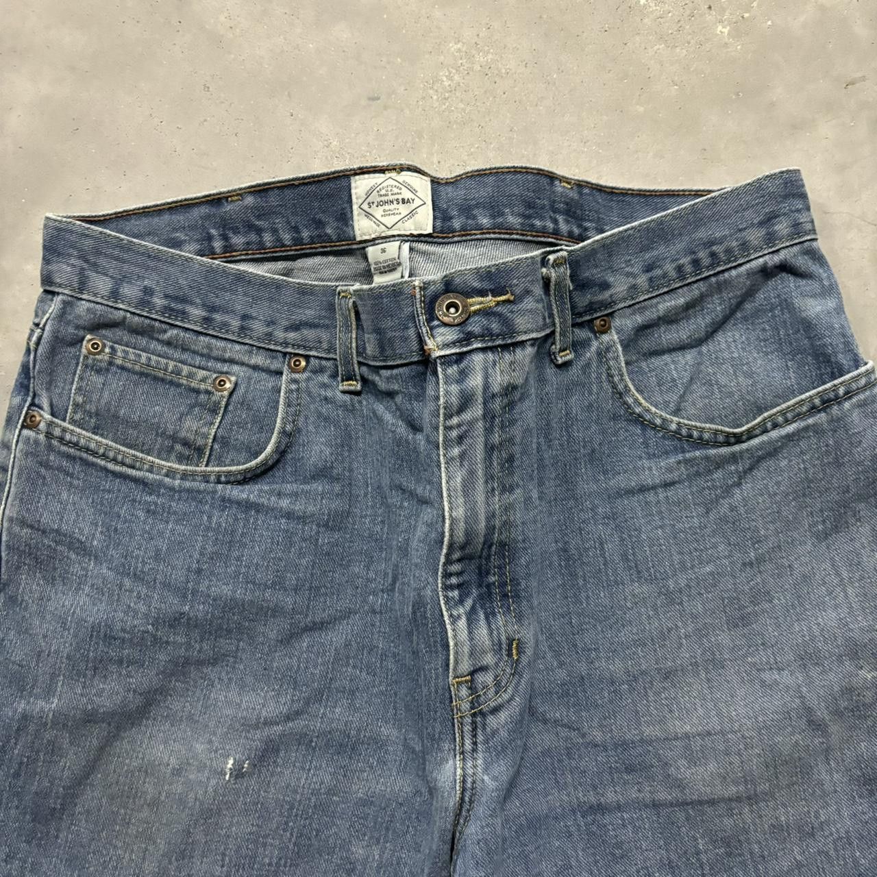 Japanese Brand × Vintage Crazy Vintage Y2K/2000s Medium Wash Denim Skater Essential Jean Shorts Jorts! Size US 36 / EU 52 - 2 Thumbnail