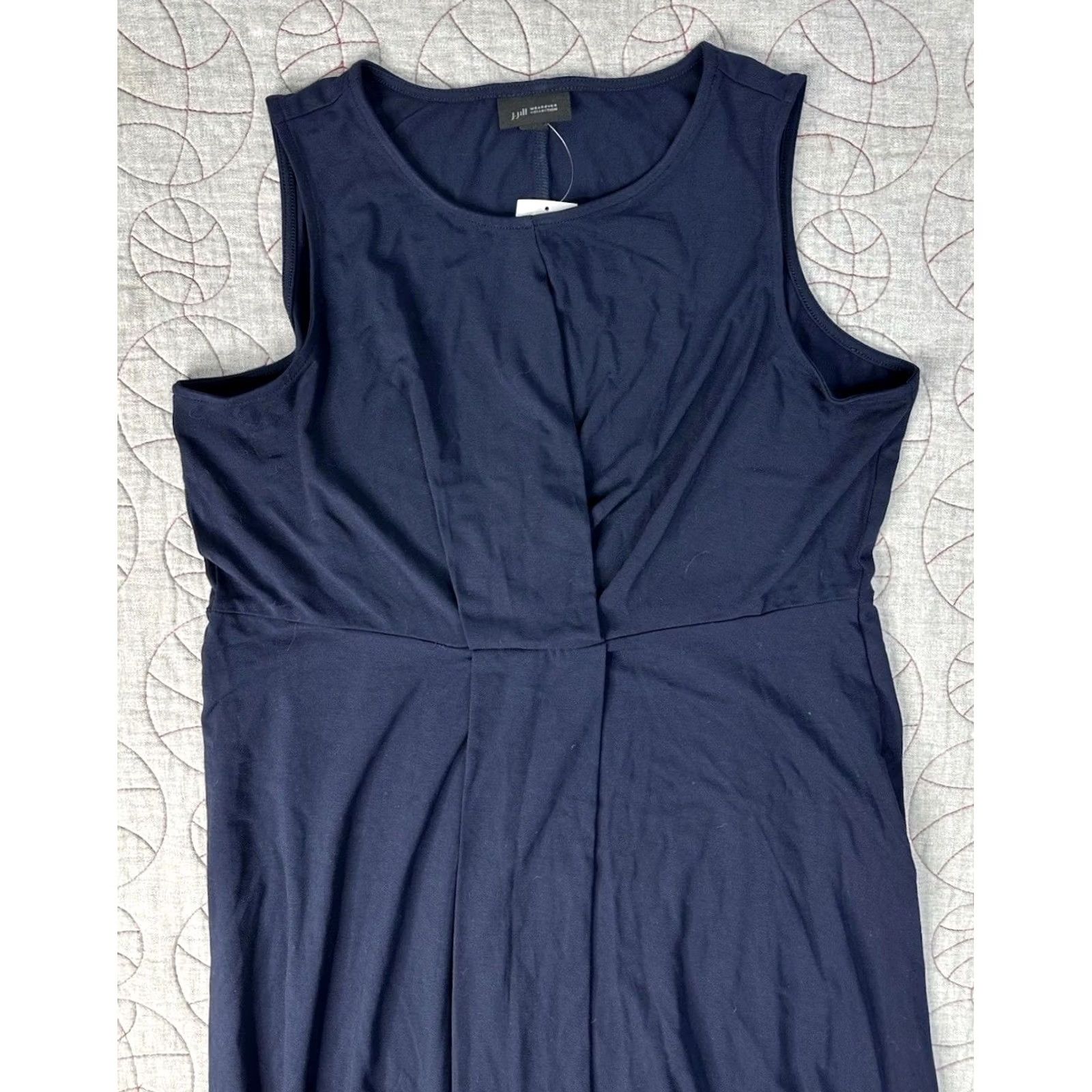 J. Jill J.Jill Wearever Sleeveless Midi Dress Navy Blue Knit Travel PM Petite NWT Womens Shift Midi Dress Size M / US 6-8 / IT 42-44 - 2 Thumbnail