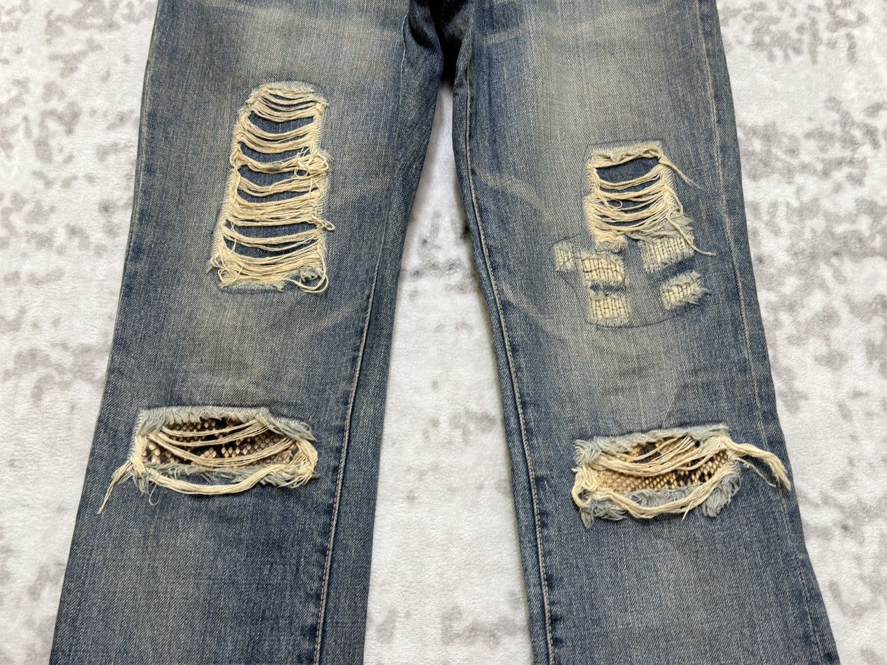 Schlussel Schlussel Distressed Snake Patch Y2K Grunge Denim Jeans Size US 29 - 6 Thumbnail