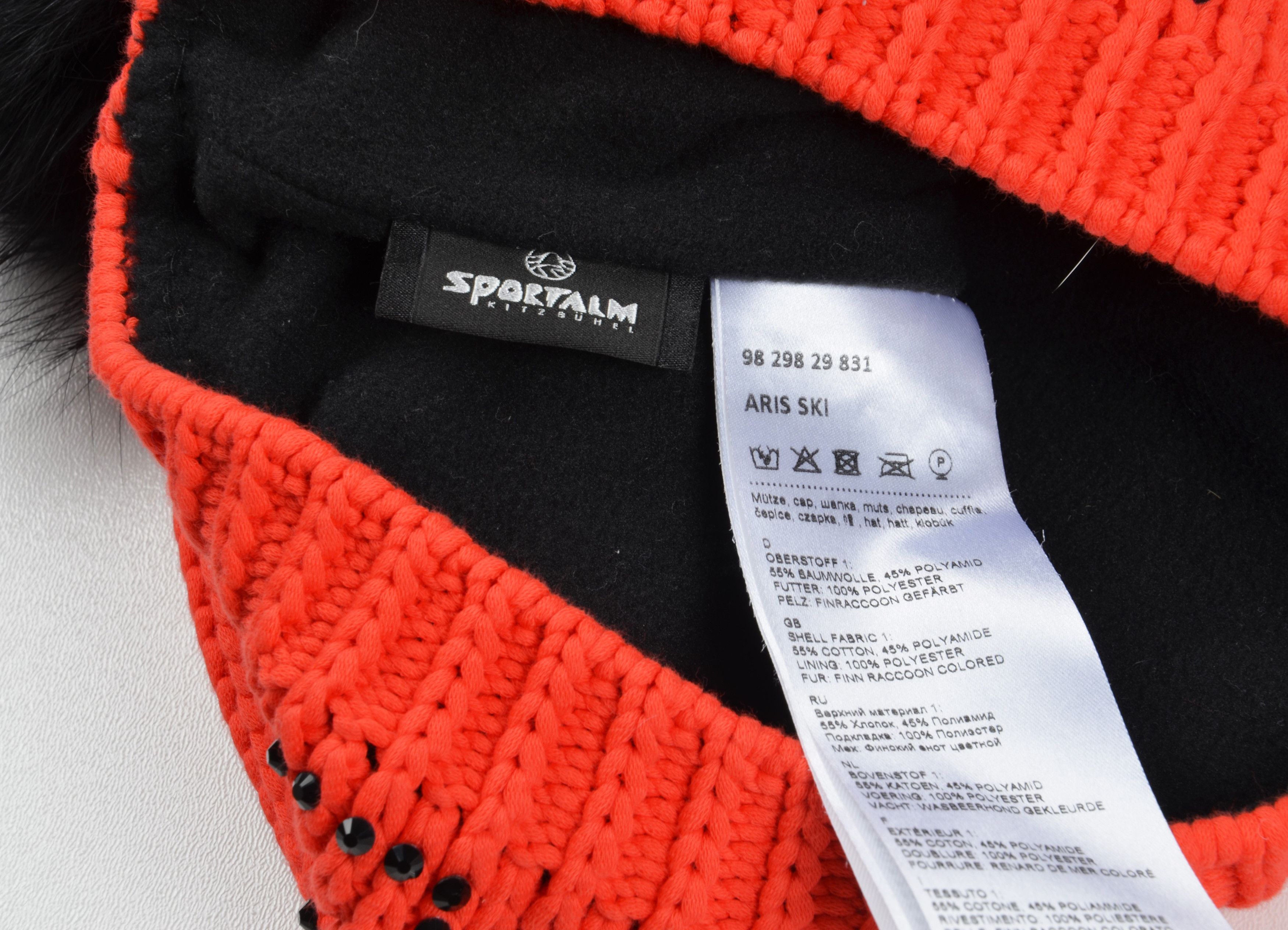 Sportalm Kitzbuhel Sportalm Aris "Ski Style" Crystals Racoon Pompom Beanie Size ONE SIZE - 5 Thumbnail