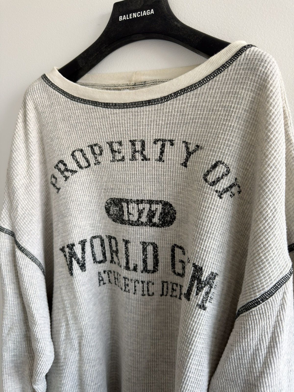 Vintage *RARE* 1990s WORLD GYM BODYBUILDING THERMAL LONGSLEEVE Size US XL / EU 56 / 4 - 2 Thumbnail