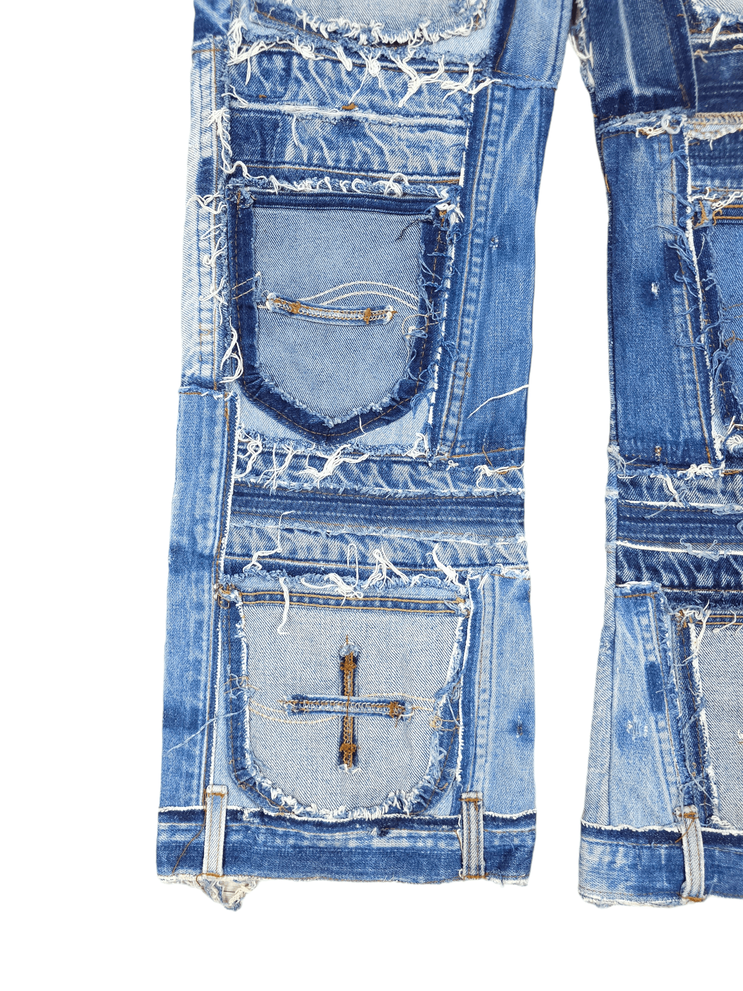 Japanese Brand × Levi's × Vintage 💎 34/32 Vintage Levi’s 505 Custom Patchwork Denim Jeans Size US 34 / EU 50 - 18 Thumbnail