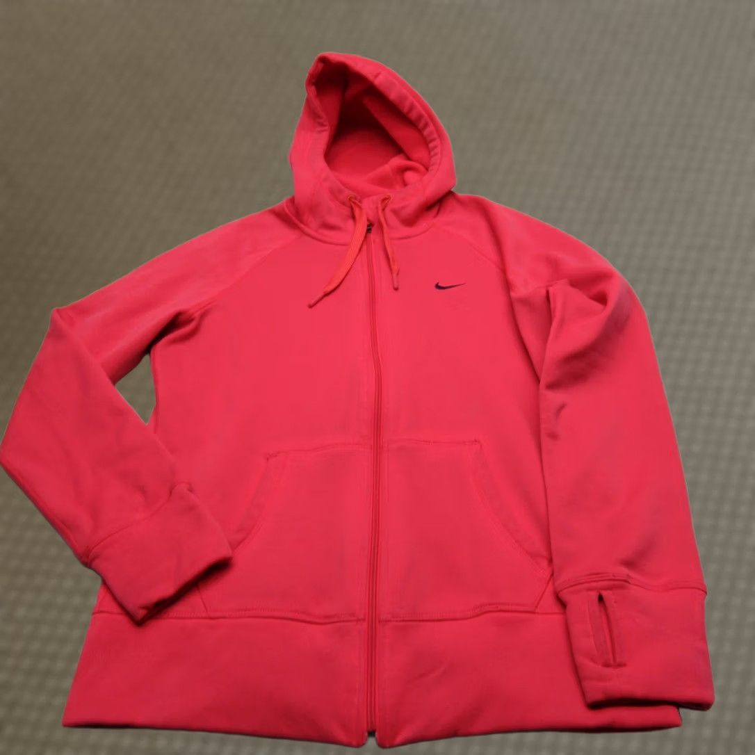 Nike Nike Hoodie Womens Medium Red Therma-FIT Full Zip Thumbholes Athletic Womens Short Form? Size M / US 6-8 / IT 42-44 - 1 Thumbnail