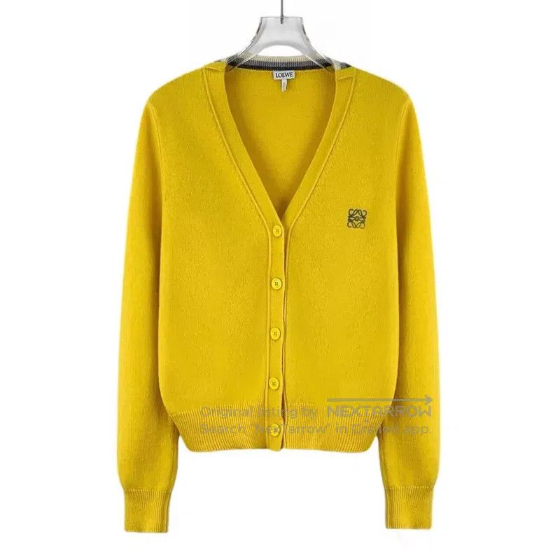 Loewe Loewe Yellow logo embroidered wool V-neck single-breasted Size M / US 6-8 / IT 42-44 - 1 Thumbnail