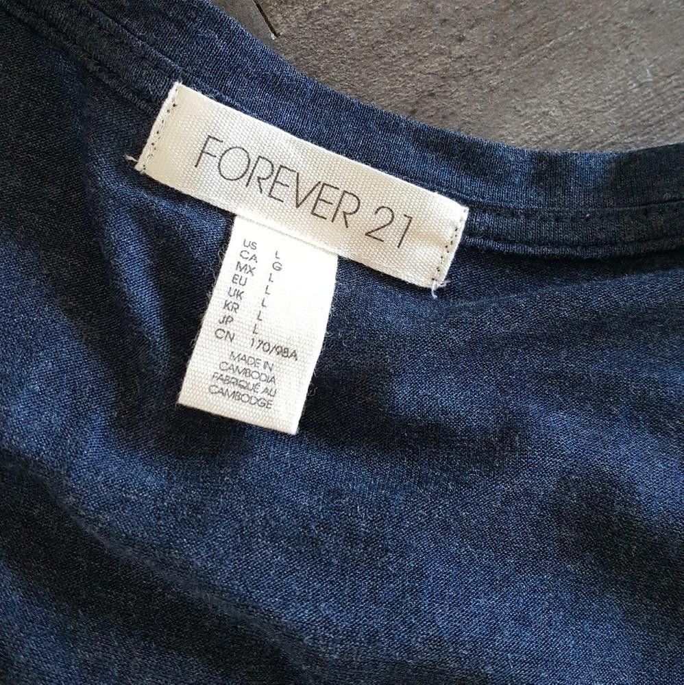 Forever 21 Navy Basic F21 Short Sleeve Size L / US 10 / IT 46 - 3 Thumbnail