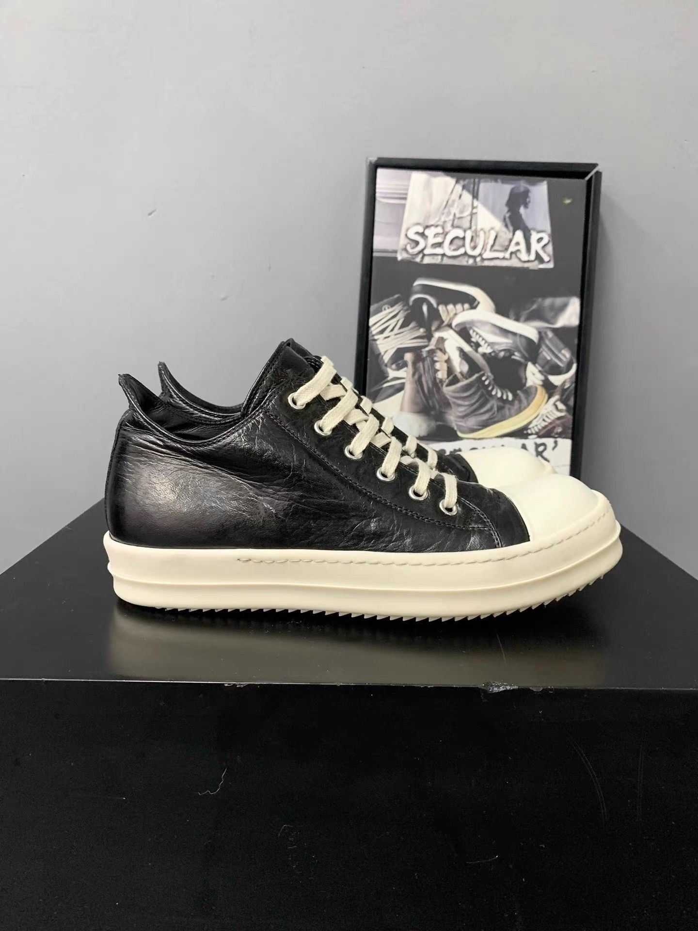 Rick Owens Rick Owens Mainline Shiny Calfskin Low Top Shoes K34 Size US 6 / EU 39 - 2 Thumbnail